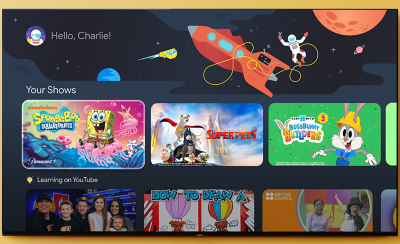 Ảnh chụp màn hình cho thấy nội dung dành cho trẻ em trên Google TV.