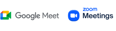 Logos of Google Meet and Zoom Meetings