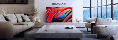 BRAVIA 9 TV displaying vibrant 4K visuals in a modern living room.