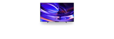 BRAVIA 6 電視配備纖薄黑色邊框及雙向支架，螢幕顯示抽象紫色及藍色藝術作品。