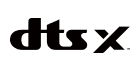 DTS:X logo in black text with a stylized “X” symbol, representing the immersive audio technology brand.