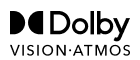 Dolby logo featuring the double-D symbol followed by the word “Dolby” in bold, with “VISION · ATMOS” written below in uppercase letters.