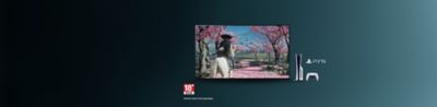 遊戲《羊蹄山戰鬼》靜態影像，有 PS5 主機和控制器，文字「直立式支架另售」，標有18+ 的年齡限制