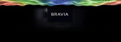 電視與家庭影院的側影，顯示 BRAVIA 標誌，配有繽紛 RGB LED 燈效