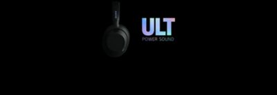 Side view of ULT WEAR headphones with the text ULT POWER SOUND.