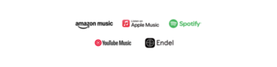 Amazon Music, Apple Music, Spotify, YouTube Music 및 Endel 로고