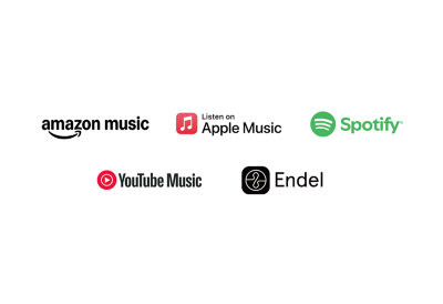 Amazon Music, Apple Music, Spotify, YouTube Music 및 Endel 로고