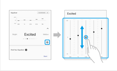 Sony | Sound Connect 應用程式介面上的 EQ 自訂功能。