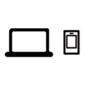 Laptop and mobile device icon for connection