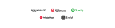 Amazon Music, Apple Music, Spotify, YouTube Music 및 Endel 로고