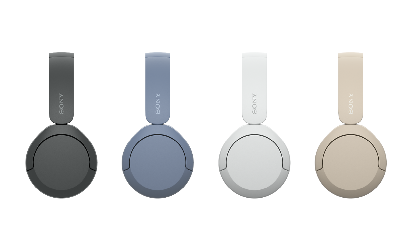 Изображение на 4 чифта слушалки Sony WH-CH520 в черно, синьо, бяло и бежово