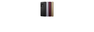 Die Rückseite des Xperia Smartphones in Schwarz, Silber, Rot und Gold, nebeneinander so angeordnet, dass die drei Kameraobjektive zu sehen sind
