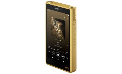 Image of a gold Sony Walkman shot at an angle to display the buttons on the side