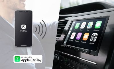 Afbeelding van de XAV-AX4050 die verbonden is met Apple CarPlay