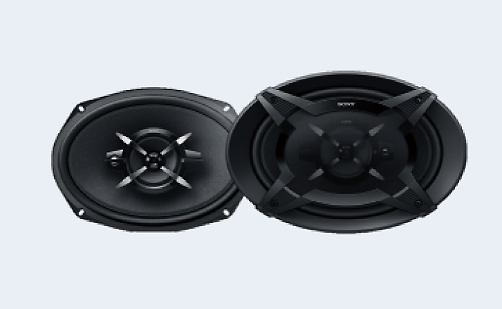 Front and back views of Sony speakers