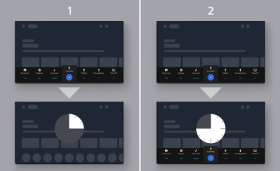 Four images of a TV showing how to change the timeout options in the accessibility settings.