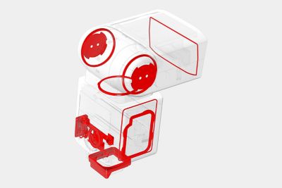 Ilustración de la estructura interna del flash resistente al polvo y la humedad