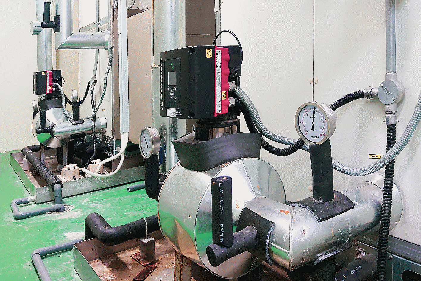 Photograph of compact pumps used to drive high-efficiency refrigeration plant