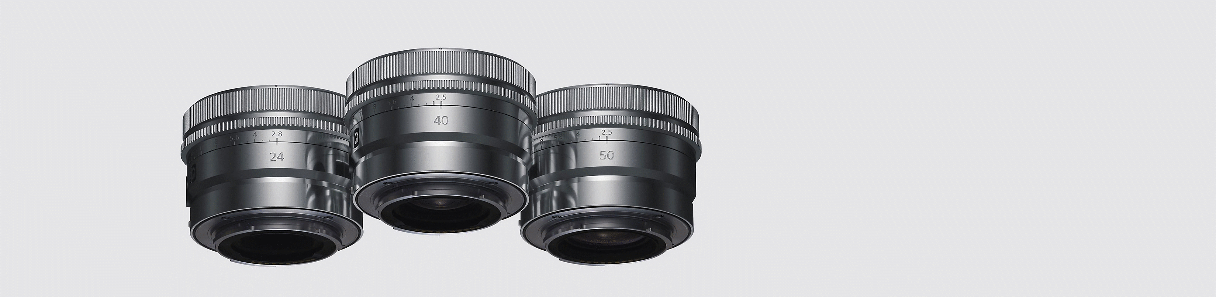 Product image showing metal exterior finish of lens