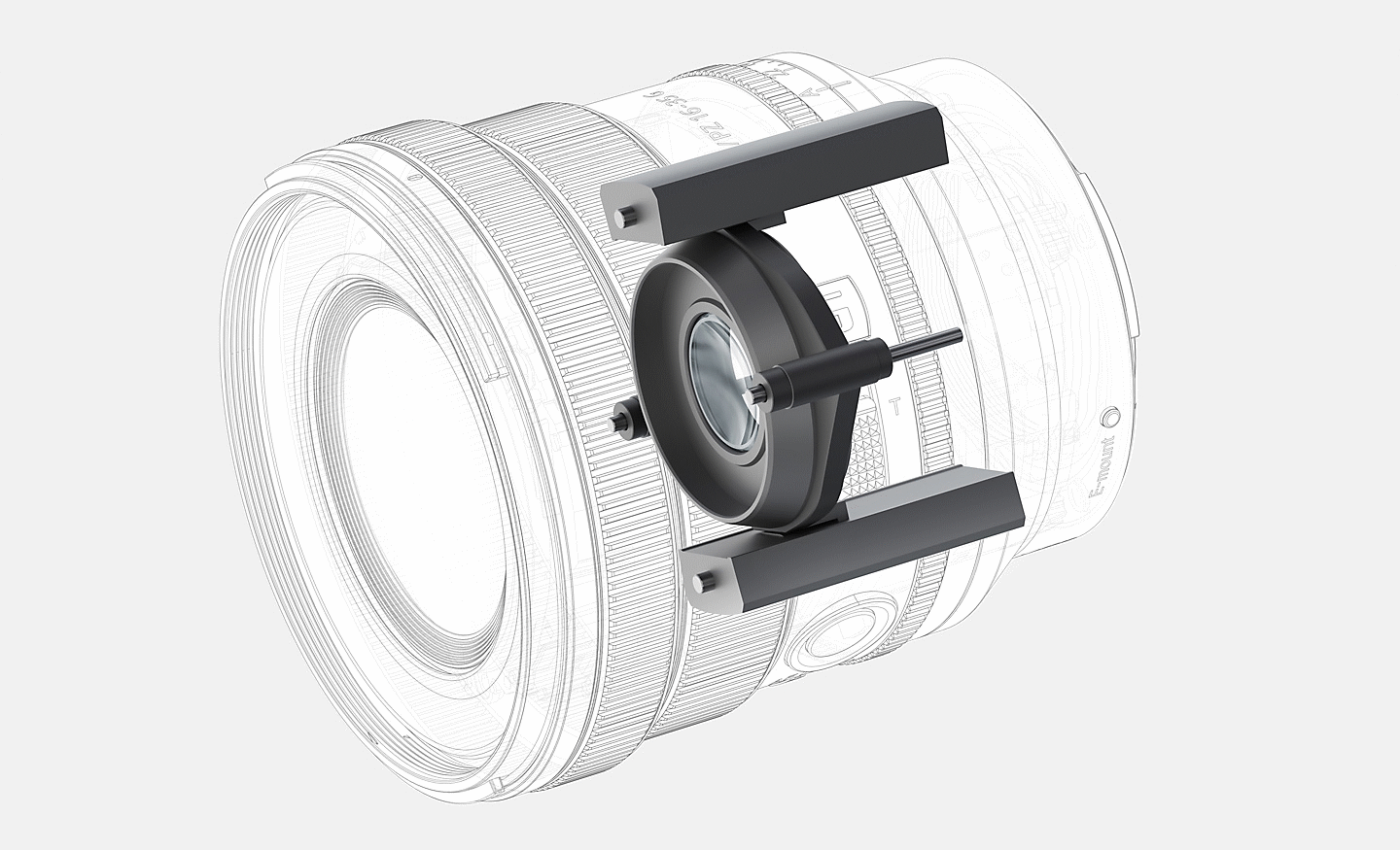 Illustrasjon av den lineære XD-motorkonstruksjonen for autofokussystemet