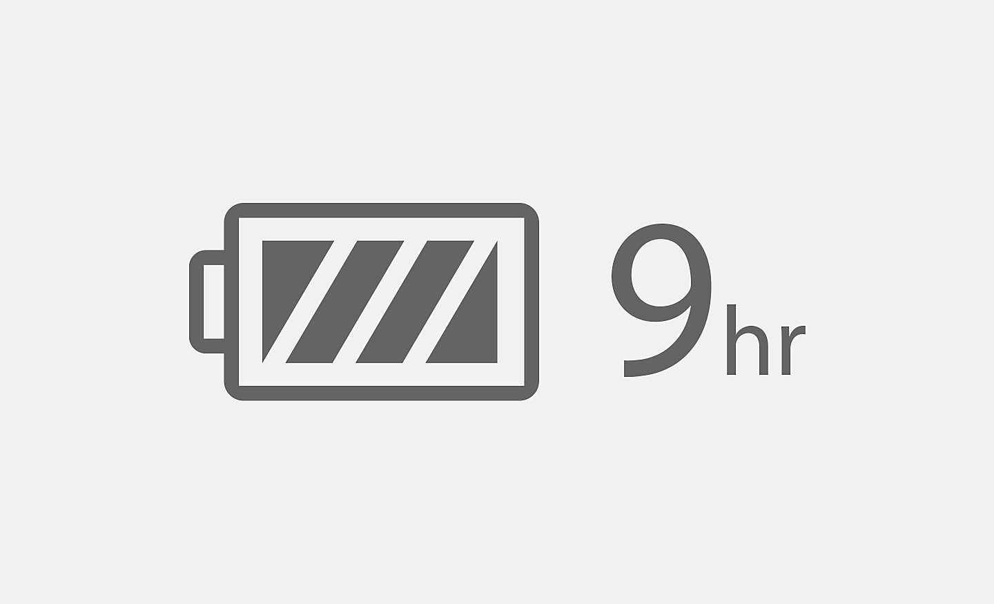 Ilustrasi menunjukkan masa pakai baterai maksimum 9 jam dengan koneksi nirkabel