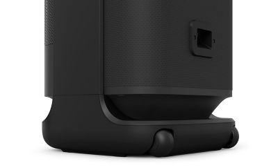 Close up of the rear of the ULT TOWER 10 speaker showing the wheels.