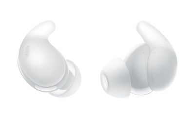 A white pair of LinkBuds Fit earbuds.