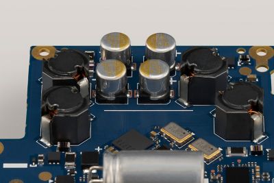 Top‑angle detail of filtering circuit area