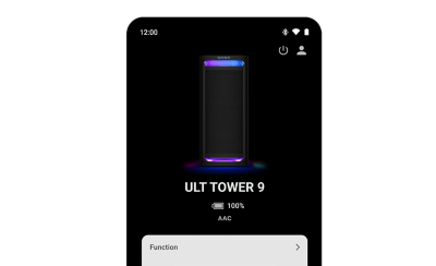 A mobile phone showing the app screen monitoring the battery level of the ULT TOWER 9