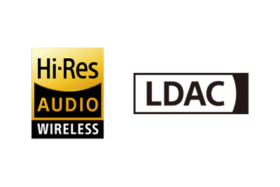 An image of the High-Res Audio Wireless and LDAC logo's.
