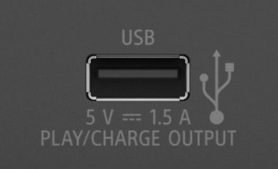 A close- up of a USB input.