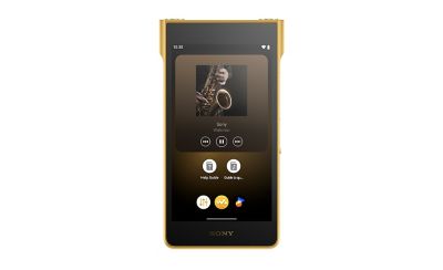 NW‑WM1ZM3 front view, music playback on screen