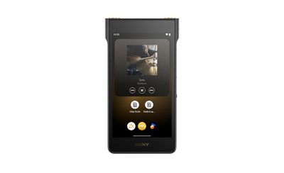Sony NW-WM1AM3 sedd framifrån med gränssnittet för musikuppspelning