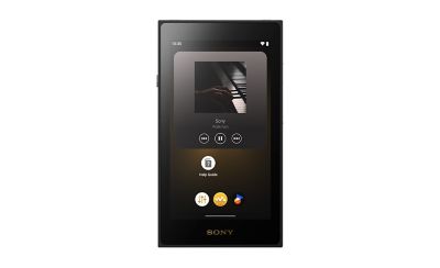 Front‑facing shot of NW‑ZX900 showing its music playback user interface