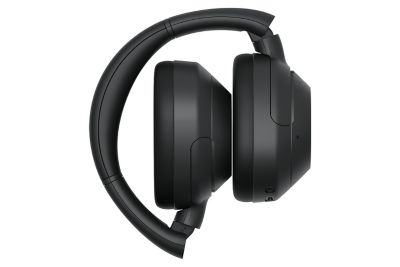 A side view of the ULT WEAR headphones collapsed to display the portability.