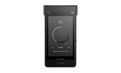 Sony NW-WM1AM3 med det digitala volymreglaget på skärmen