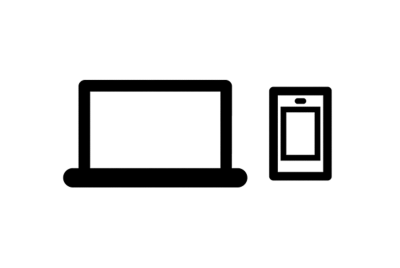 Pictogramă cu laptop și smartphone.