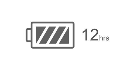 A battery icon alongside the text 12hrs.