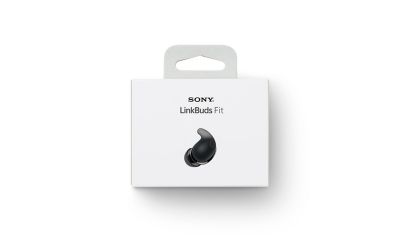 The LinkBuds Fit packaging, consisting of a white box with "Sony LinkBuds Fit" and an image of a LinkBuds Fit earbud on it.