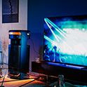 Concert on television and using the ULT TOWER 10 speaker to provide the sound.