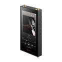 Front‑angled product shot of Sony NW‑ZX900, screen showing music playback interface