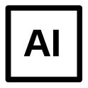 a white square with the letters AI in black placed in the centre