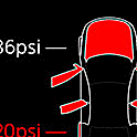 Image of a car outline with the bonnet and doors highlighted in red.