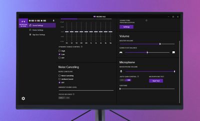 Monitor showing the interface of the INZONE Hub PC