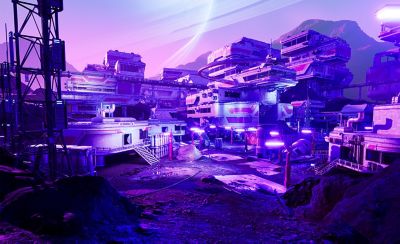 Σκηνή παιχνιδιού σε ροζ, μπλε και μοβ χρώμα