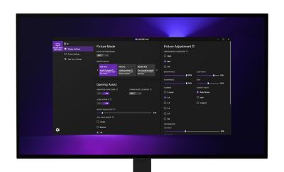Der neue Gaming-Monitor M10S mit den auf dem Bildschirm sichtbaren Monitoreinstellungen.
