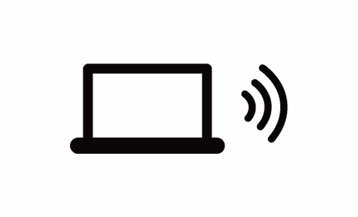 Icône d'un ordinateur portable à côté d'un symbole sans fil