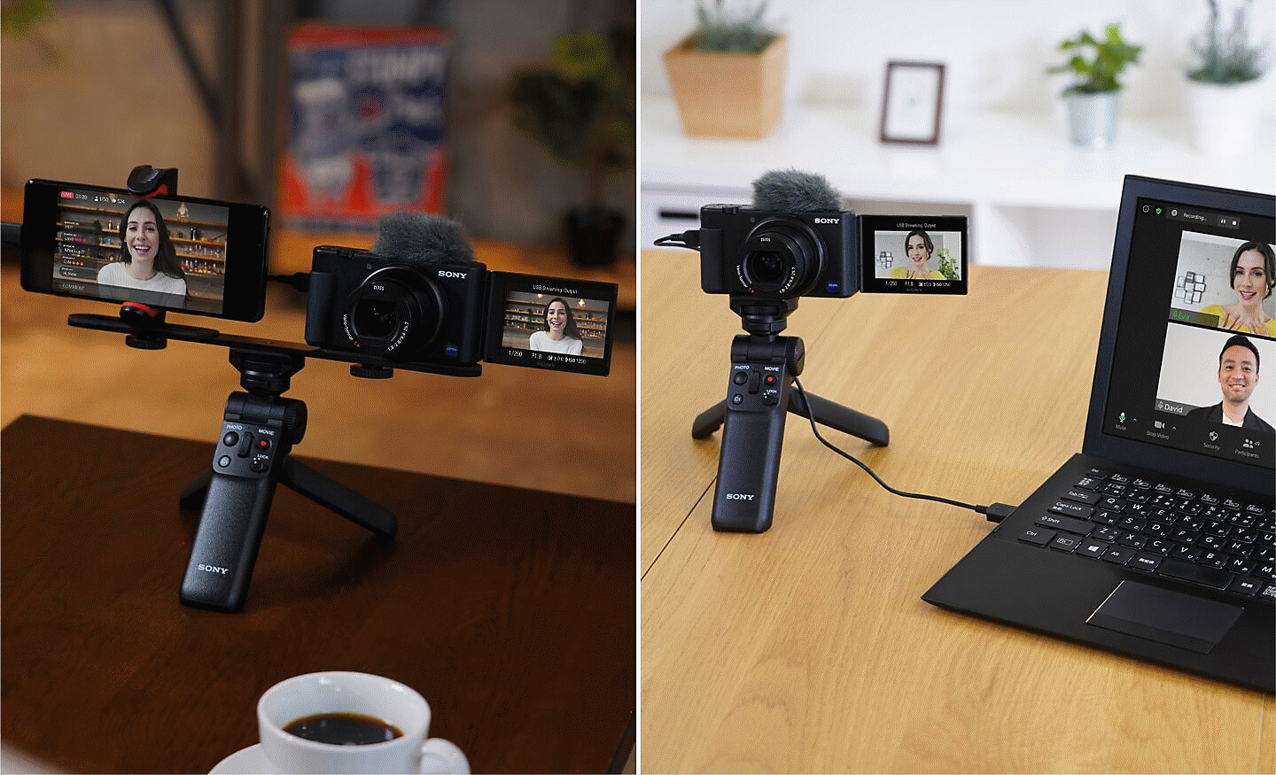 Камера ZV-1 подключается к смартфону с помощью кабеля USB и используется для съемки фотографий. Камера ZV-1 подключается к компьютеру с помощью кабеля USB и используется для съемки фотографий.