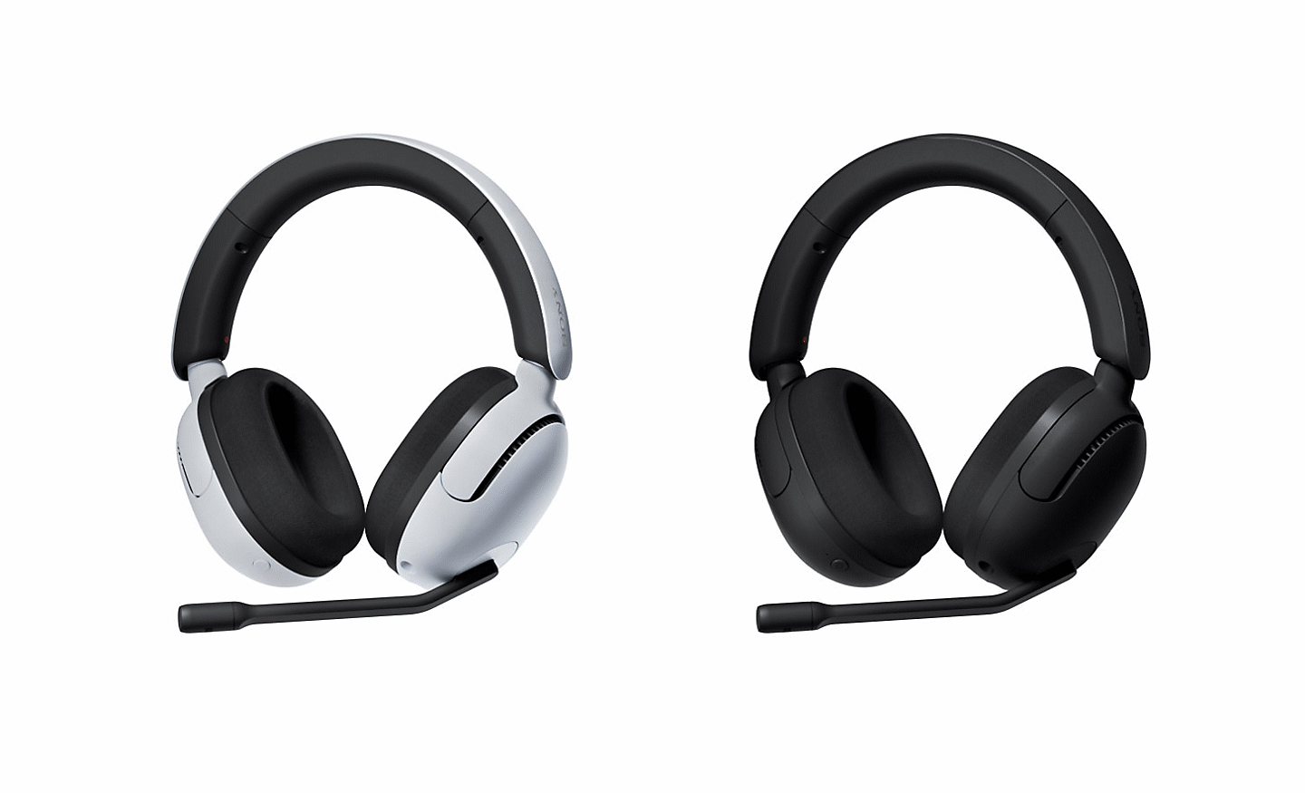 Front image of two INZONE H5 headphones, one in black and one in white