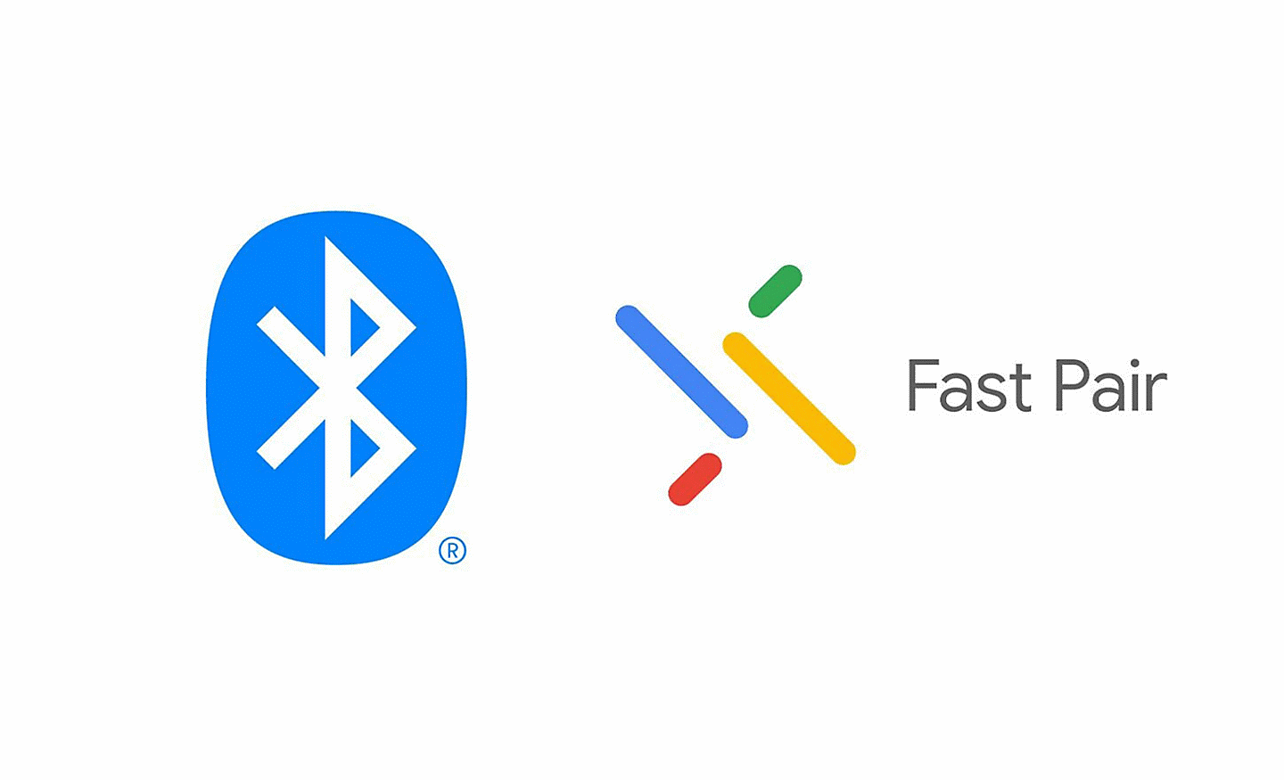 Image of a blue Bluetooth logo next to a Google Fast Pair logo